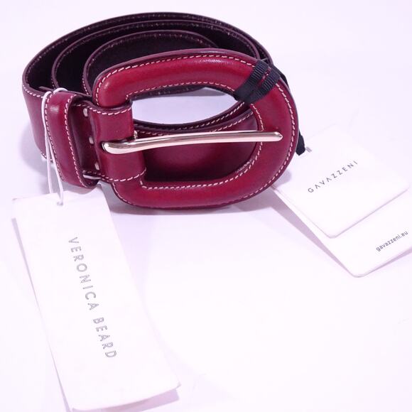 Veronica Beard x Gavazzini NEW Aloe Leather Belt XXS NWT 180 Burgundy main image 5